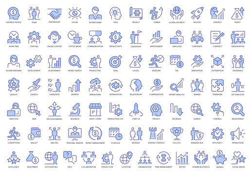 Business People 85 Blue Icons Set