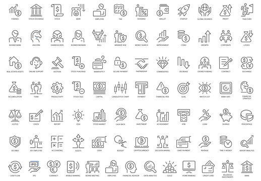 Finance 85 Black and White Icons Set