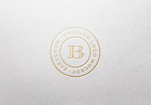 Gold Foil Pressed Deboss White Logo Mockup Template Texture Paper Branding Brand Identity Effect
