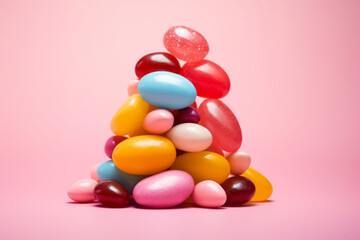 Sweet mountain candy on pink background illustration