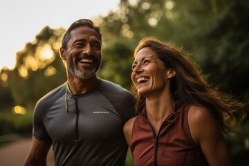 couple in the park with jogging outfit