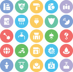 Set of Industry Equipment Bold Circular Icons 

