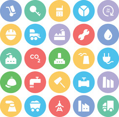Pack of Manufacturing Tools Bold Circular Icons 

