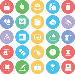 Pack of Factory Equipment Bold Circular Icons 

