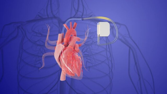pacemaker in a human heart implant vein in the heart
