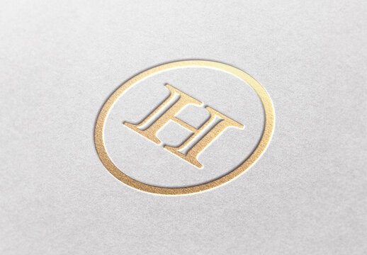 Gold Foil Pressed Deboss Logo Mockup Template Texture Paper Branding Brand Identity Effect