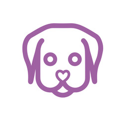 dog face pink color character art vactor design.