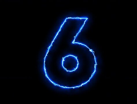 3d render Alphabet number one glowing in the dark orange blue neon light, fiery text numbers electric numbers alphabets