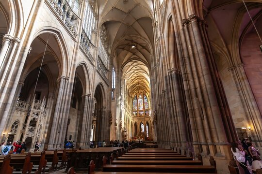 The nave and the altar of St. Vitus Cathedral, Prague