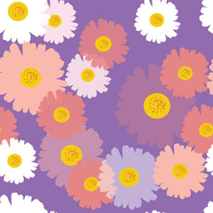 Fototapeta premium Abstract colorful seamless background with daisy pattern