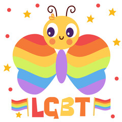 butterfly in LGBT colors
