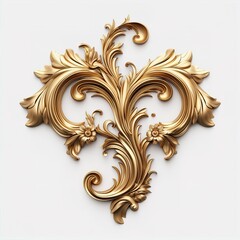Goldene Barock Ornament, 3d Satz von einem alten Gold Ornament auf einem weißen Hintergrund. Dekorative elegante Luxus-Design.goldene Elemente im Barock, Rokoko-Stil.