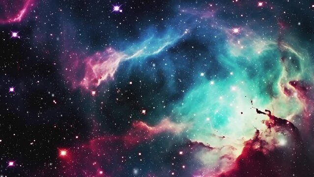 Cosmic nebula in pinkish-blue shades
