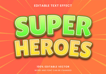 Naklejka premium super hero Comic Cartoon tittle 3D Editable text Effect Style