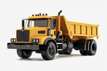 Articulated construction truck cartoon on white background. Generative AI.