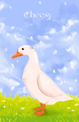 cute duck illustration art wallpaper background