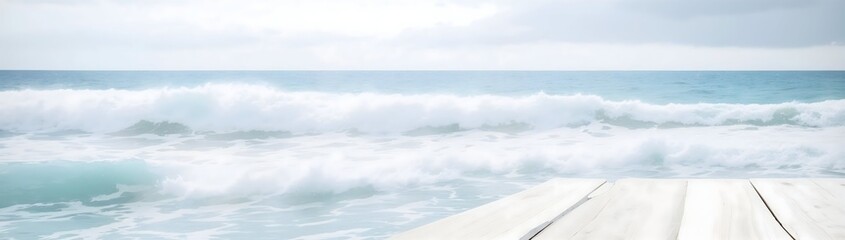 Obraz premium view from the sea, white wood, ocean