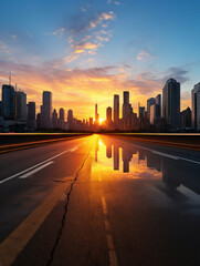 Fototapeta premium downtown city at sunset