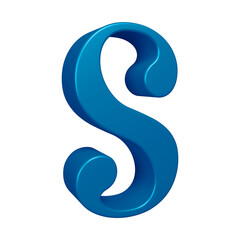 Fototapeta premium 3D blue alphabet letter s for education and text concept