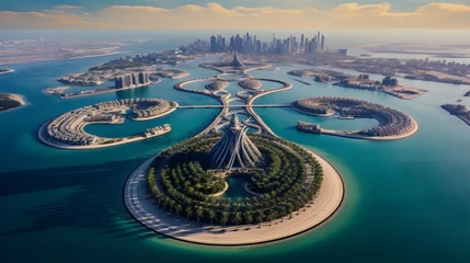 Crédence de cuisine en verre imprimé Dubai professional drone photography of the island in dubai ai version
