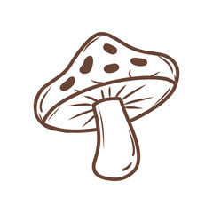 Doodle mushroom illustration. Autumn vector hand drawn color icon