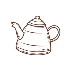 Doodle teapot illustration. Autumn vector hand drawn color icon