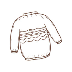 Doodle sweater illustration. Autumn vector hand drawn color icon
