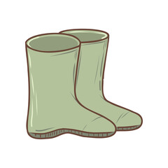 Doodle boots illustration. Autumn vector hand drawn color icon