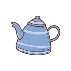 Doodle teapot illustration. Autumn vector hand drawn color icon
