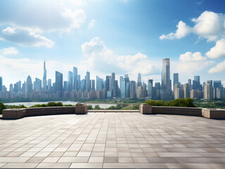 empty road with city background.