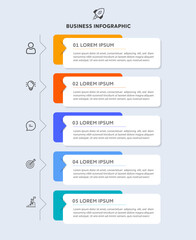 Timeline business infographic with rectangle template design with icons ,number and 5 options or steps,Vector illustration.