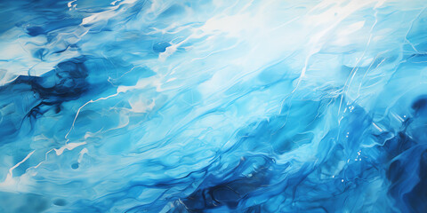 Naklejka na ściany i meble Abstract transparent blue water painting background - Generative AI