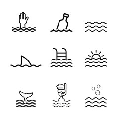 Icon sets. Sinking wave. Vector 