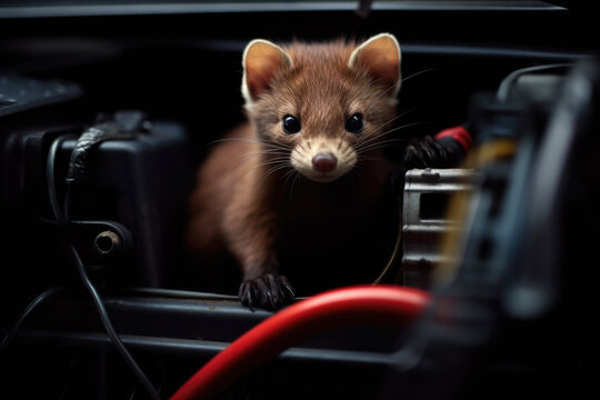 marten in the engine compartment of a car can cause severe damage