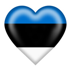 Estonia flag heart button with clipping path 3d illustration
