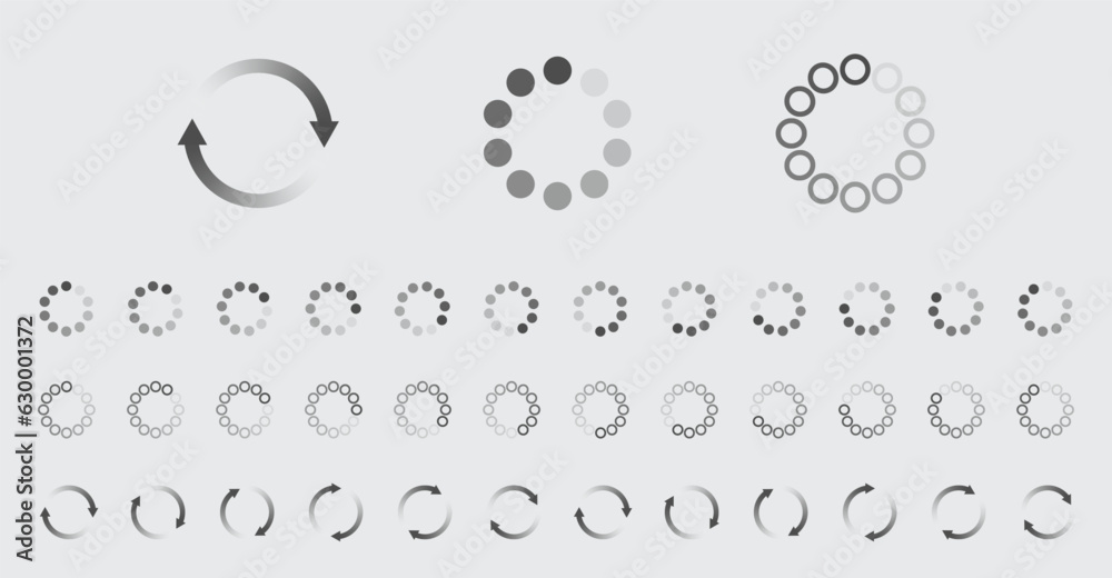 Fototapete circular loading buffering icons vector set video ready for animation gif all keyframes frames bufri