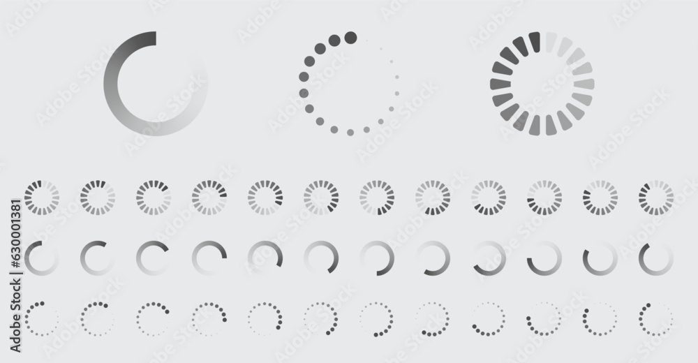 Fototapete circular loading buffering icons vector set video ready for animation gif all keyframes frames bufri
