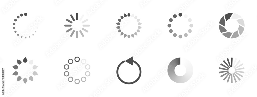 Poster download sign set. load icons set. load system. data load. loading bar. froze computer. vector stock