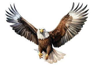 American Eagle is flying gracefully on a transparent background.