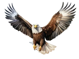 Deurstickers American Eagle is flying gracefully on a transparent background. © I LOVE PNG