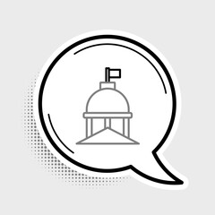 Line White House icon isolated on grey background. Washington DC. Colorful outline concept. Vector