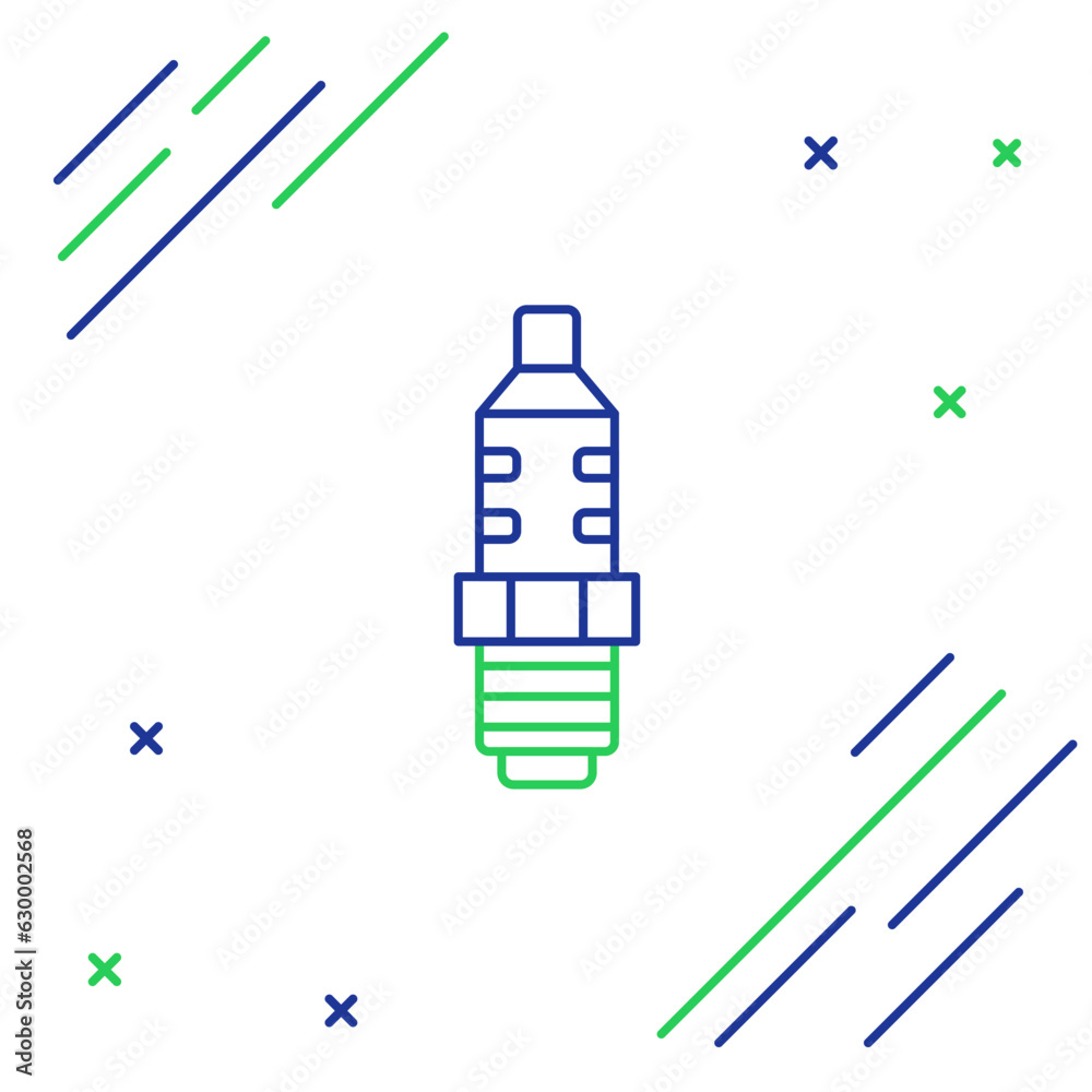 Sticker Line Car spark plug icon isolated on white background. Car electric candle. Colorful outline concept. Vector