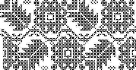 Fototapeta premium Embroidered cross-stitch ornament national pattern Ukrainian Slavic.