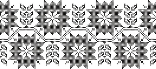 Embroidered cross-stitch ornament national pattern Ukrainian Slavic.