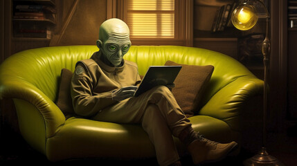 Interstellar being engrossed in a book, oblivious to the wait time.