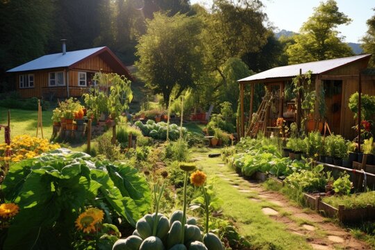 Permaculture Garden With Diverse Edible Flora