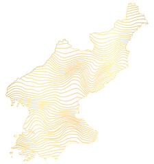 abstract map of North Korea - vector illustration of striped gold colored map