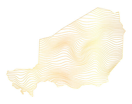 abstract map of Niger - vector illustration of striped gold colored map