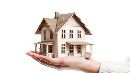 Transparent Home in Caring Hands: House Held by Human Hands - Captivating Stock Image for Sale. Transparent background