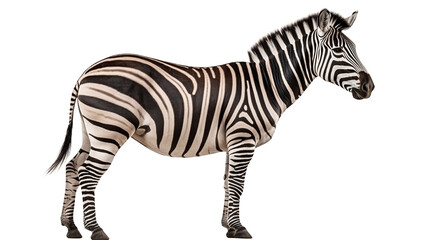 Transparent Graceful Zebra in Full Body: Side View - Captivating Stock Image for Sale. Transparent background - obrazy, fototapety, plakaty